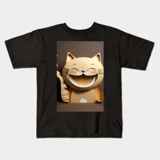 Cool cat portrait Paper art style Kids T-Shirt